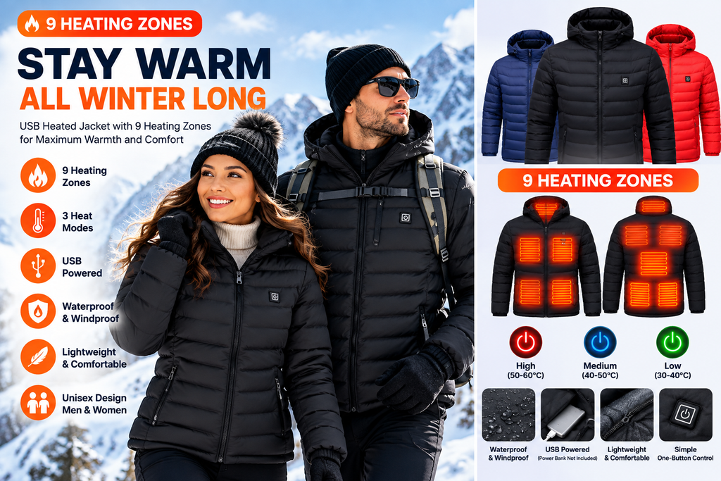 FutureAI heated puffer jacket worn outdoors in cold winter weather